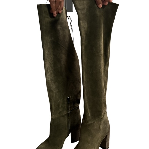 Free People Dakota Tall Boot Over The Knee Slouch Moss Green Suede EU 39 US 9 - Picture 11 of 13